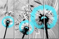 120CM 80 OBRAZ 4 ELEM DMUCHAWCE DELIKATNYM TURKUSIE ŚCIENNY