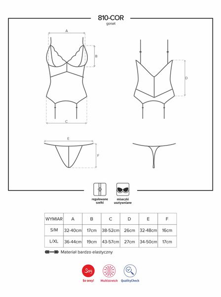 Bielizna-810-Cor-2 Gorset I Stringi Biały  S/M zdjęcie 7