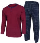 BAWEŁNIANA PIŻAMA MĘSKA DŁUGI RĘKAW KLASYCZNA KRATA