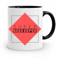 Kubek Czarny Dla Pszczelarza Super Beekeeper Z Nadrukiem Ze Zdjęciem