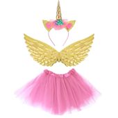 Akcesoria do przebrania spódniczka opaska skrzydła Złoty Jednorożec