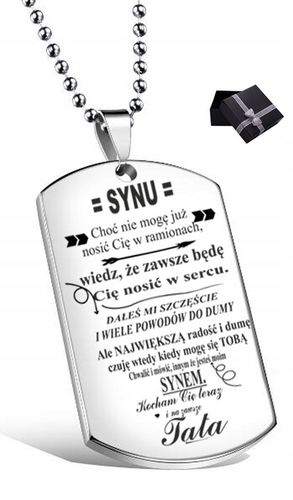 PREZENT DLA SYNA OD TATY GRAWER NASZYJNIK NIEŚMIERTELNIK PUDEŁK GRATIS G402 na Arena.pl