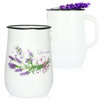 EMALIOWANY KUBEK Z WYLEWKĄ DZBANUSZEK NA KUCHENKĘ Z DZIÓBKIEM 2,5L LAWENDA