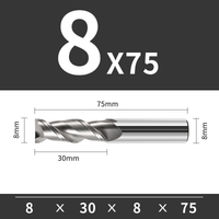Frez trzpieniowy VHM 2-ostrzowy do aluminium Rozmiar: Ø8x30x8Dx75L