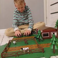 Farma Zagroda Zwierzątka Zwierzęta Traktor Przyczepa Figurki Krowa Koń 102