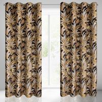 Zasłona gotowa na przelotkach ADEL 140x250 czarna w złote liście