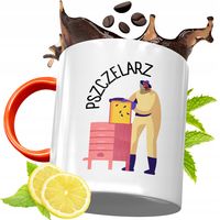 Kubek Pomarańczowy Dla Pszczelarza Prezent Z Nadrukiem Ze Zdjęciem