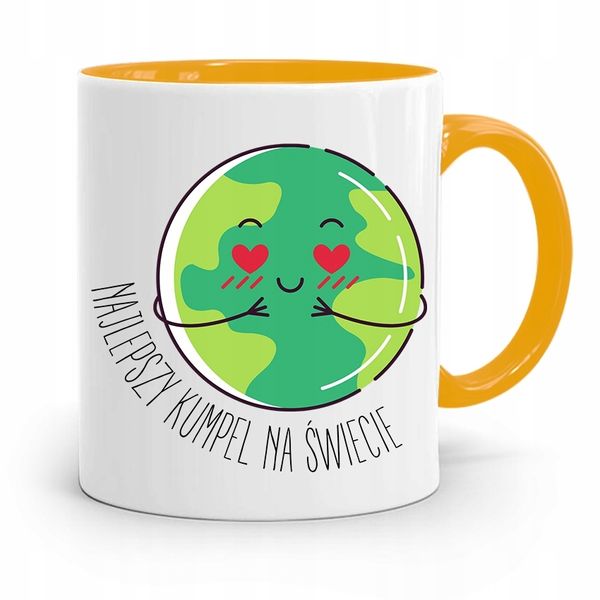 Kubek Żółty Dla Przyjaciela Najlepszy Na Świecie Z Nadrukiem Ze Zdjęciem zdjęcie 1