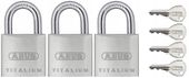3 KŁÓDKI ABUS TITALIUM SYSTEM 1 KLUCZA 727 40MM