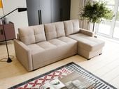 Narożnik z FUNKCJĄ Spania i POJEMNIKIEM na Pościel Szary