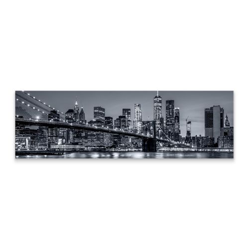 Obraz Panoramiczny NOWY YORK Nocą Brooklyn Bridge Miasto 145cm x 45cm na Arena.pl