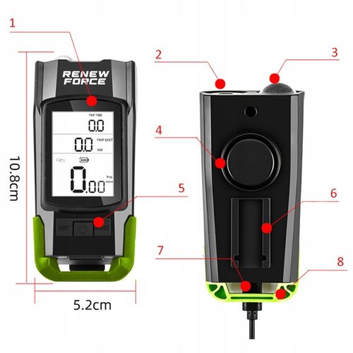 MOCNA Lampka Rowerowa Światło PRZÓD TYŁ na rower licznik rowerowy DZWONEK na Arena.pl