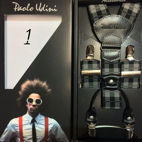 Bordowo Biała kratka - szelki do spodni Orginalne Top-Gal na Arena.pl