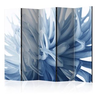 Parawan 5-częściowy - Kwiat - niebieska dalia II [Room Dividers]