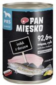 Karma dla psa o wysokiej zawartości mięsa - Pan Mięsko Indyk z dorszem 400g