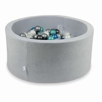 Suchy basen 90x40cm Velvet Soft Jasnoszary z piłeczkami 300szt (metaliczny turkus, metaliczny niebieski, srebrne, metaliczny grafit, przezroczyste, perłowe)