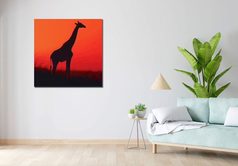 Obraz 90x90cm Żyrafa w Czerni zdjęcie 2