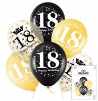 ZESTAW BALONÓW Z KONFETTI NA 18 URODZINY JUBILUSZOWE DEKORACJA URODZINOWA