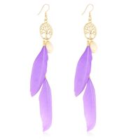Kolczyki Boho Drzewka z piórkami 13 cm