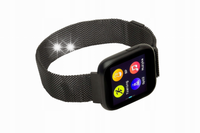 Czarny smartwatch damski zegarek na bransolecie mesh Garett Eva RT Black