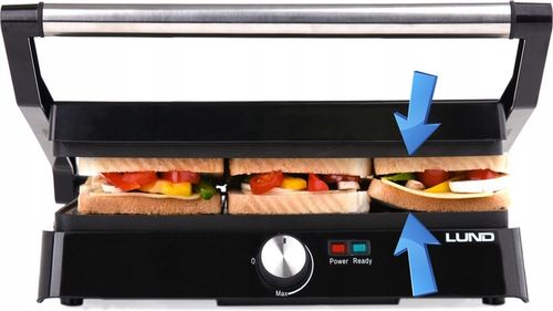 GRILL ELEKTRYCZNY OPIEKACZ DO MIĘSA WARZYW LUND 2200W 29x23cm ROZKŁADANY na Arena.pl