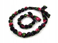 KORALE materiałowe góralskie czarne KOMPLET