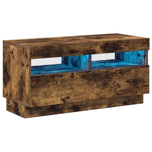 Szafka pod TV z oświetleniem LED, przydymiony dąb, 80x35x40 cm na Arena.pl