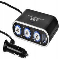 ROZGAŁĘZIACZ ZAPALNICZKI 12/24V WŁĄCZNIKI USB