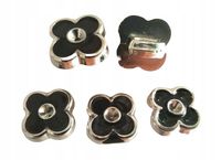Guziki srebrne czarny kwiat 10 mm stopka 10 szt