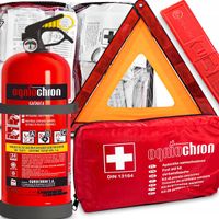 GAŚNICA 2KG Z MANOMETREM I UCHWYTEM APTECZKA SAMOCHODOWA TRÓJKĄT OSTRZEGAWCZY