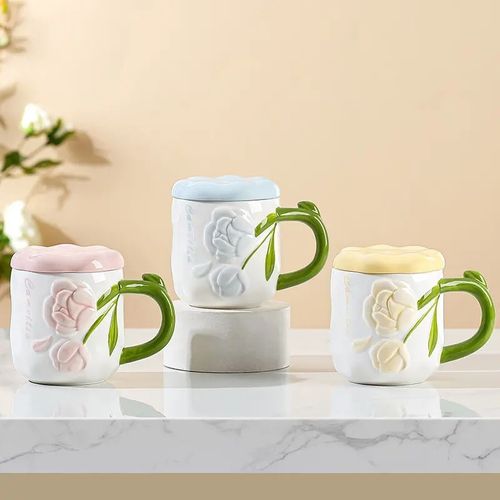 perłowy kubek z pokrywką 450 ml róże + pudełko na prezent kb02zo na Arena.pl