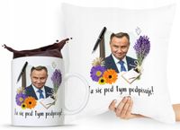 Zestaw Poduszka + Kubek Prezent Andrzej Duda Pis Z Nadrukiem Ze Zdjęciem