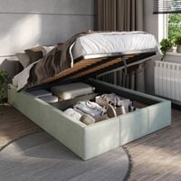 ŁÓŻKO 120x200 TAPICEROWANE Z POJEMNIKIEM + STELAŻ METALOWY PODNOSZONY