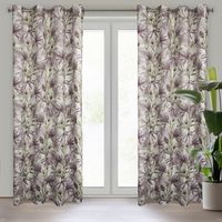 Zasłona gotowa na przelotkach TESSA 140x250 biała fiolet zielona kwiat