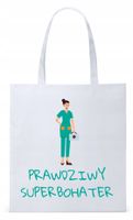 Dla Pielęgniarki Prezent Torba Eco Biała Shopper Z Nadrukiem Ze Zdjęciem