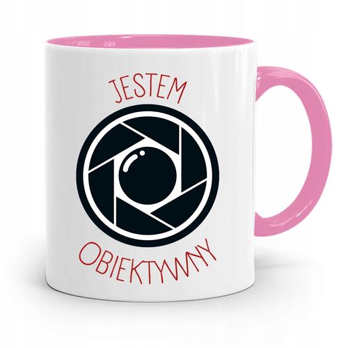 Kubek Różowy Dla Fotografa Jestem Obiektywny Z Nadrukiem Ze Zdjęciem na Arena.pl