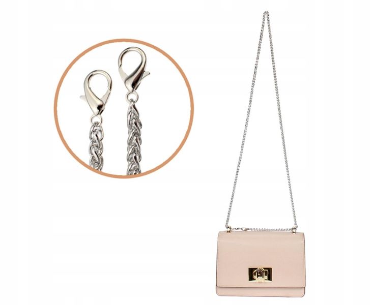 Srebrny Pasek Do Torby Torebki Łańcuch Długi Metal zdjęcie 9