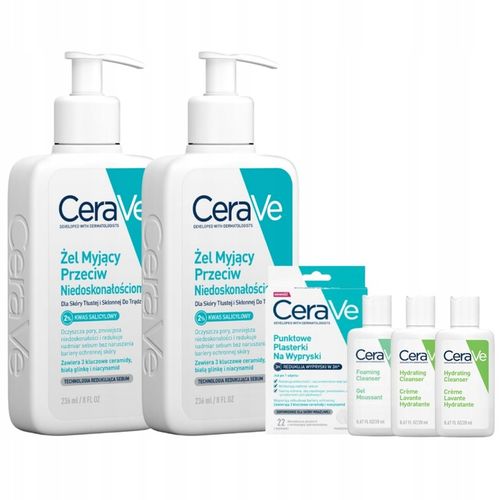 CeraVe Plasterki na niedoskonałości, 2x Żel myjący 236ml + GRATIS na Arena.pl