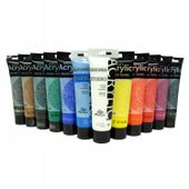 FARBY AKRYLOWE POPULARNE KOLORY ZESTAW 100 ml x 12