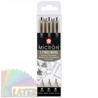 2 x Zestaw 3szt cienkopisów SAKURA Pigma Micron CZARNE archiwalny tusz 02 0