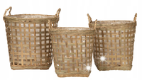 3 szt. KOSZ OSŁONKA NA DONICĘ BAMBUSOWA styl boho NATURALNA