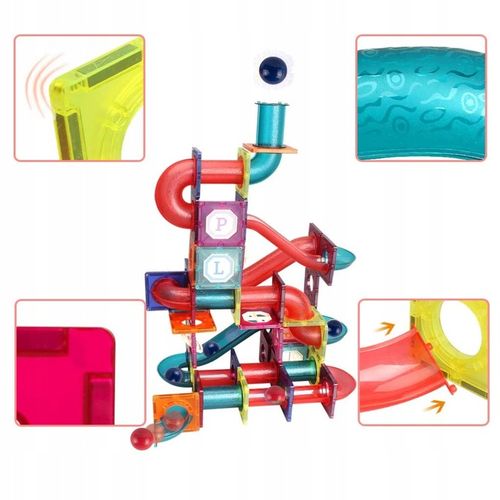 KLOCKI MAGNETYCZNE KONSTRUKCYJNE ŚWIECĄCY TOR KULKOWY ZJEŻDZALNIA 3D na Arena.pl