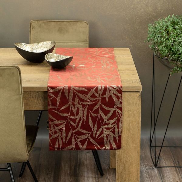 Bieżnik dekoracyjny/ szarfa BLINK-15 35x220 ceglany w liście zdjęcie 2