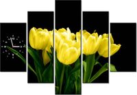 105CM 150CM ZEGAR 5 ELEM ŻÓŁTE TULIPANY- MARK FREETH DRUK OBRAZ