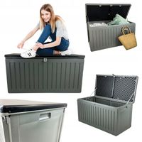 DUŻA SKRZYNIA OGRODOWA 270 LITRÓW BALKONOWA SIEDZISKO KUFER SCHOWEK SZARA