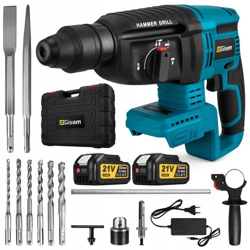 Bezszczotkowa młotowiertarka/wkrętarka udarowa SDS-PLUS, zestaw 2 na Arena.pl