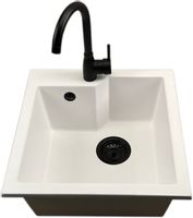 Zlewozmywak jednokomorowy NUMO biały + bateria LUNA