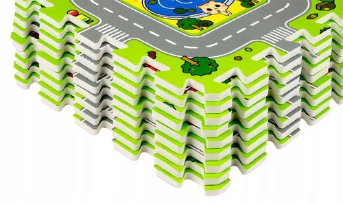 GRUBE PUZZLE PIANKOWE DUŻA MATA PODŁOGOWA EDUKACYJNA 90x90 ULICE MIASTO na Arena.pl