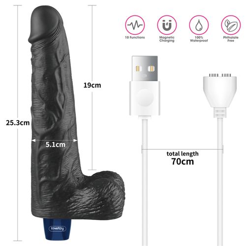 10" Real Softee Rechargeable Tpe Vibrating Dildo(Black) na Arena.pl