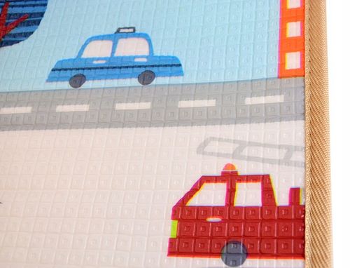 MATA EDUKACYJNA PIANKOWA ULICE ZWIERZĄTKA PASTEL 200X180 CM DUŻA DWUSTRONNA na Arena.pl